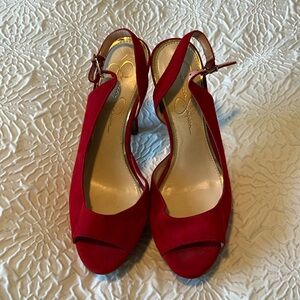 Dark Pink (almost red) Jessica Simpson Raised Platform Heel